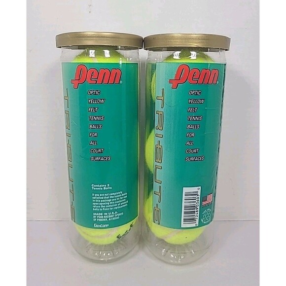 Penn Tribute Tennis Balls New Unopened Sealed Can of 3 Felt Balls LOT OF 2 - Picture 1 of 3